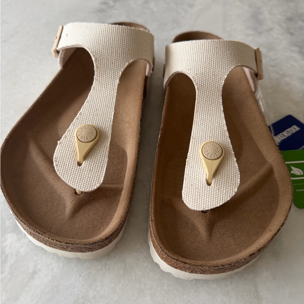 Birkenstock | Vegan Gizeh Canvas Eggshell Sandals | 39 | NWT - Picture 3 of 10